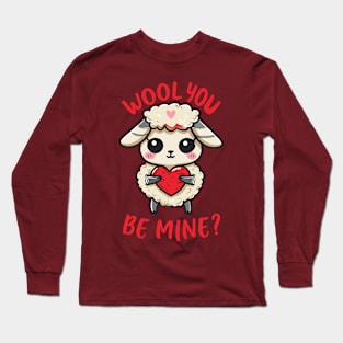 Cute Wool You Be Mine Valentine Heart And Sheep Design Long Sleeve T-Shirt